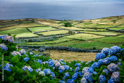 Portugal, the Azores. View on the eastside of Corvo island and the atlantic ocean. photo