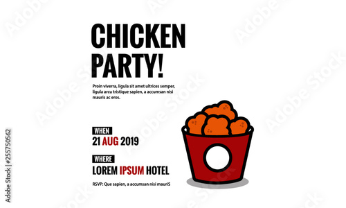 Fried Chicken Bucket Invitation Design with Where and When Details