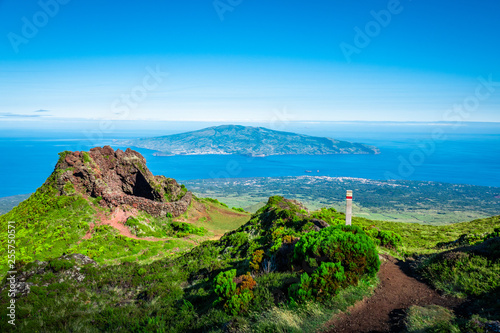 The Azores: View from Pico island towards the atlantic ocean and Faial. photo