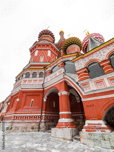 MOSCOW, RUSSIA –  MARTH 2019: St. Basil's Cathedral on Red Square in Moscow. Exterior of St. Basil's Cathedral photo