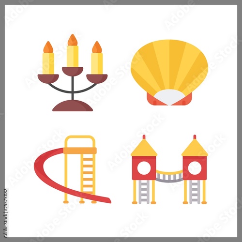 4 sand icon. Vector illustration sand set. shell and playground icons for sand works