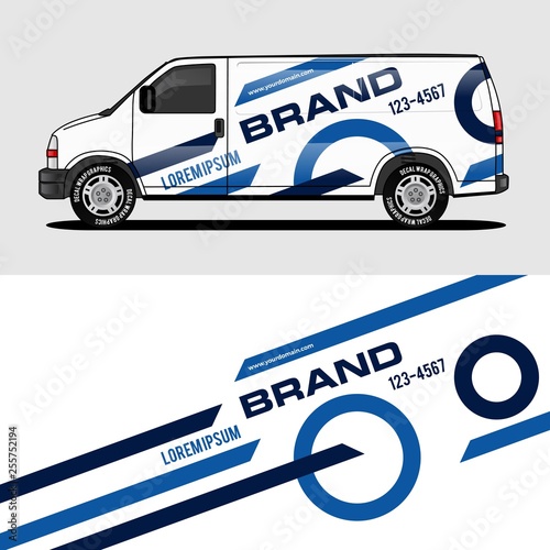 car livery blue van wrap design wrapping sticker and decal design for corporate company branding vector