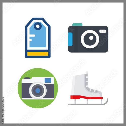 4 hobby icon. Vector illustration hobby set. photo camera and tag icons for hobby works