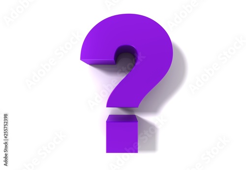 Fototapeta Naklejka Na Ścianę i Meble -  question mark 3d interrogation point purple render sign symbol icon graphic isolated on white