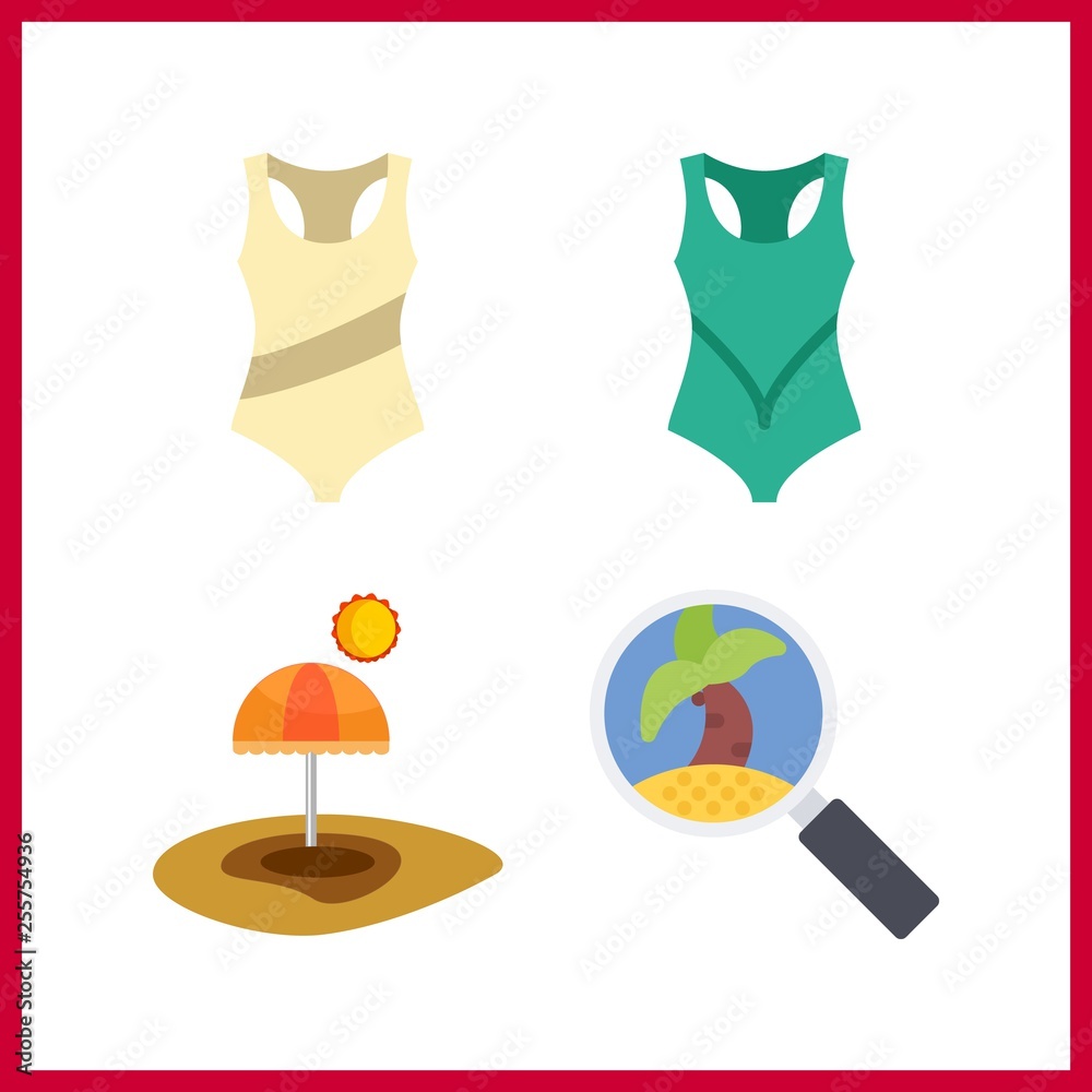 4 ocean icon. Vector illustration ocean set. tour and beach icons for ocean works