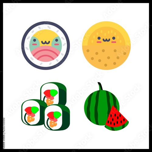 4 slice icon. Vector illustration slice set. melon and watermelon icons for slice works