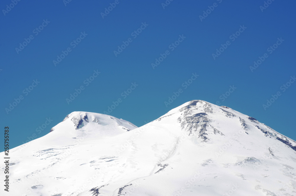 Mountains with peaks covered with snow, Elbrus and the Caucasus