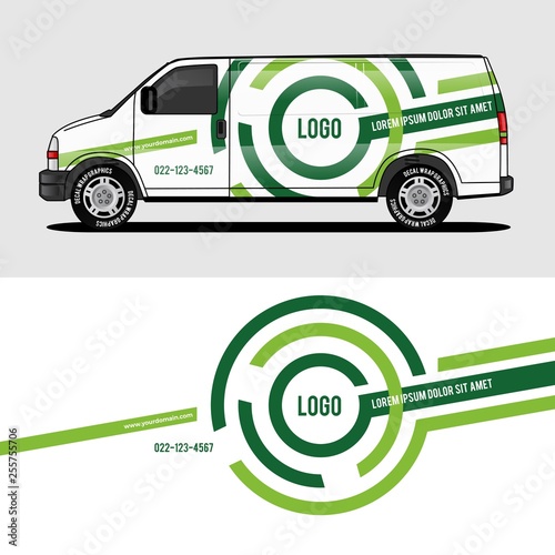 car livery green van wrap design wrapping sticker and decal design for corporate company branding vector