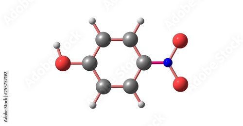 4-Nitrophenol molecular structure isolated on white