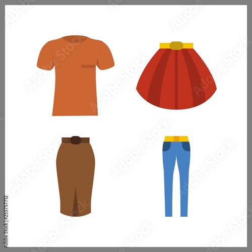 4 dress icon. Vector illustration dress set. trousers and uniform shirt icons for dress works