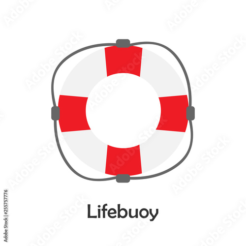 Lifebuoy in cartoon style, marine card for kid, preschool activity for children, vector illustration