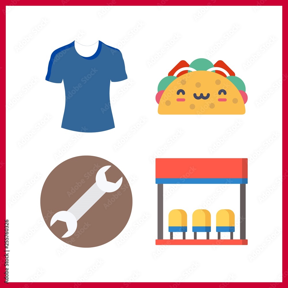 4 view icon. Vector illustration view set. taco and t shirt icons for view works