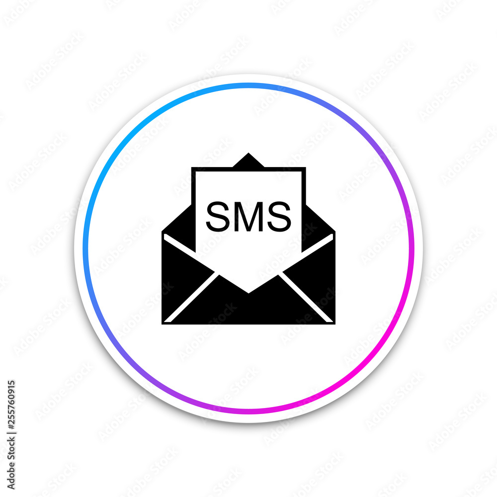 Envelope icon isolated on white background. Received message concept. New, email incoming message, sms. Mail delivery service. Circle white button. Vector Illustration Envelope icon isolated on white background. Received message concept. New, email incoming message, sms. Mail delivery service. Circle white button. Vector Illustration