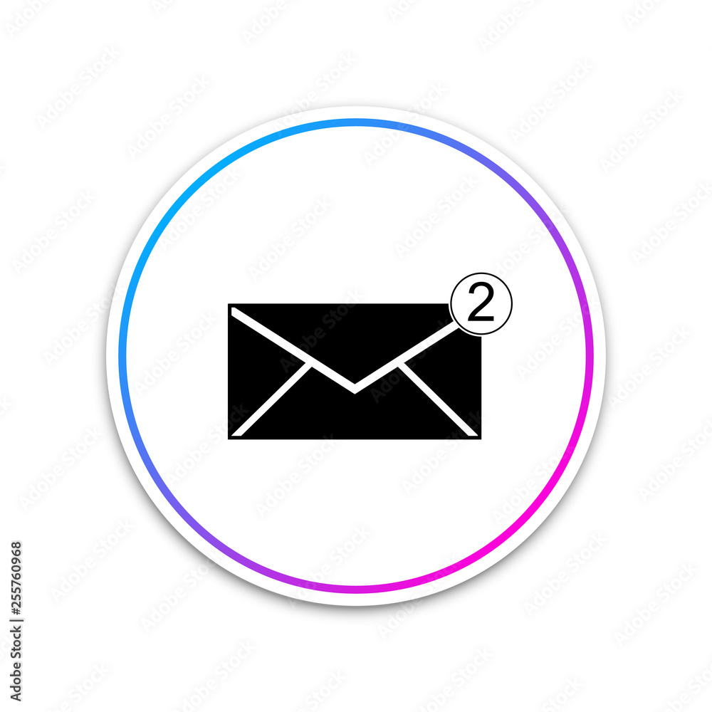 Envelope icon isolated on white background. Received message concept. New, email incoming message, sms. Mail delivery service. Circle white button. Vector Illustration Envelope icon isolated on white background. Received message concept. New, email incoming message, sms. Mail delivery service. Circle white button. Vector Illustration