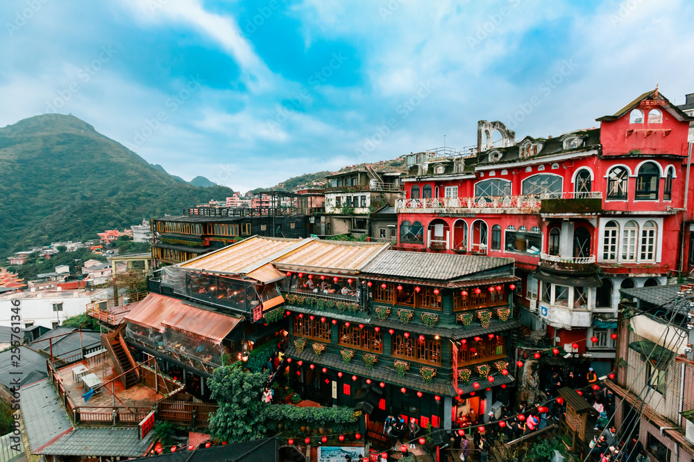 Naklejka premium Famous Jiufen Teahouse in Taiwan