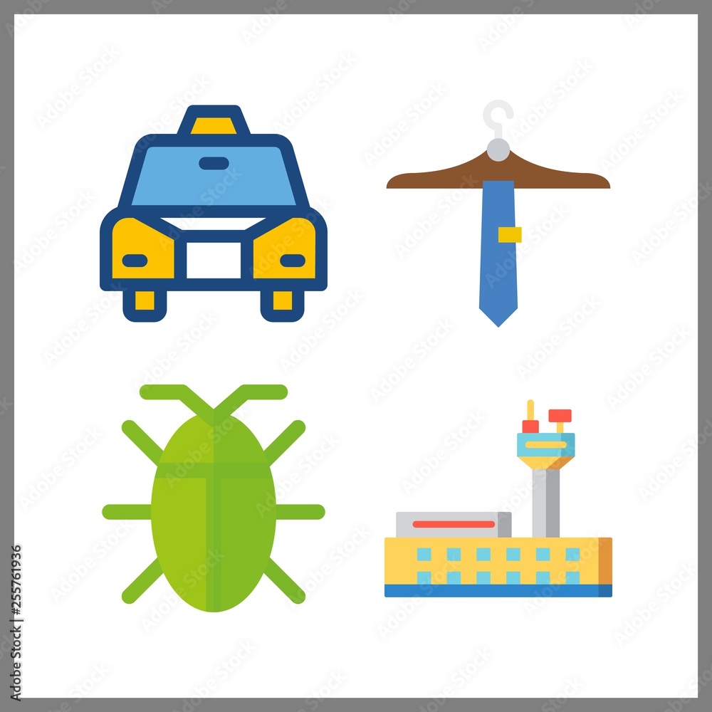4 urban icon. Vector illustration urban set. taxi and airport icons for urban works
