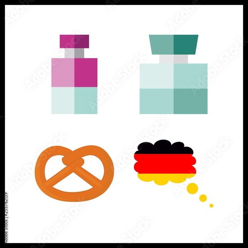 4 german icon. Vector illustration german set. pretzel and cologne icons for german works