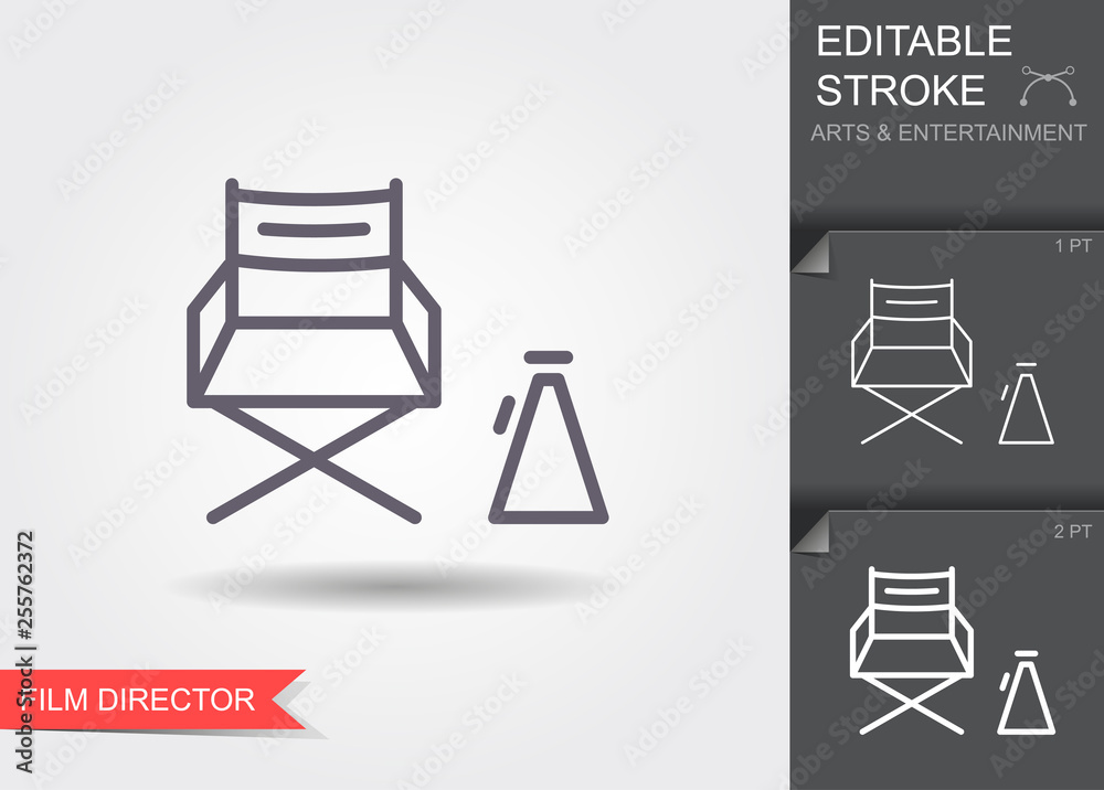 Cinema director chair. Line icon with editable stroke Cinema director chair. Line icon with editable stroke