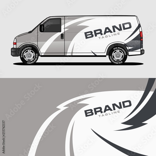 car livery grey van wrap design wrapping sticker and decal design for corporate company branding vector