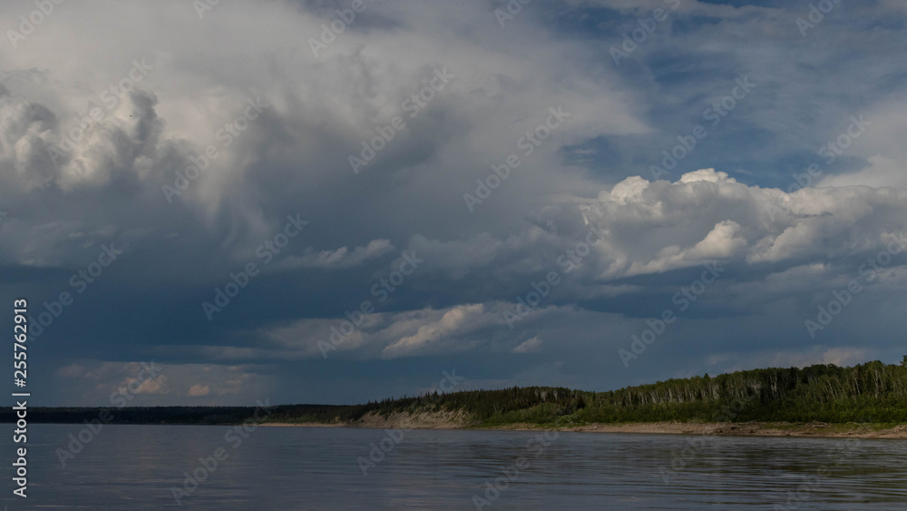 clouds over lake