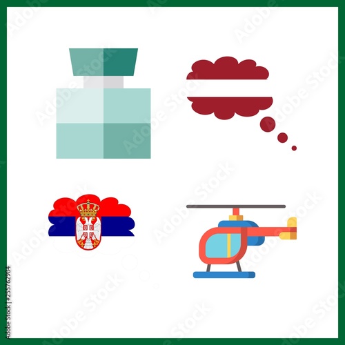 4 aerial icon. Vector illustration aerial set. latvia and helicopter icons for aerial works
