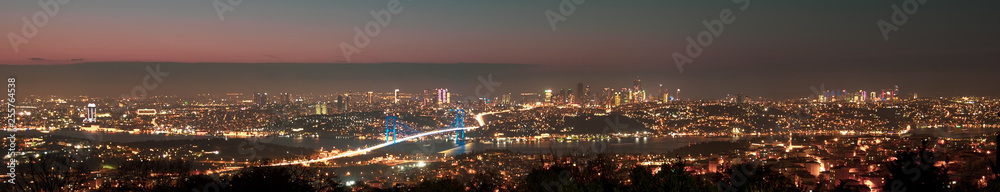 istanbul bosphorus nigth panoramic view, Turkey.