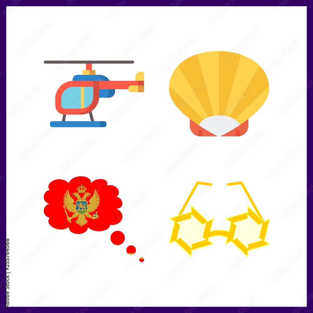 4 sea icon. Vector illustration sea set. shell and sunglasses for kids icons for sea works 4 sea icon. Vector illustration sea set. shell and sunglasses for kids icons for sea works