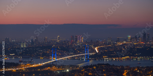 istanbul bosphorus nigth panoramic view, Turkey.