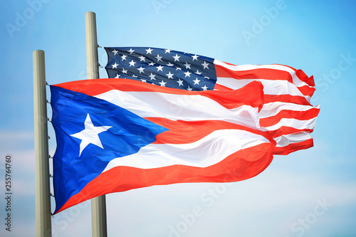Flags of Puerto Rico and the USA