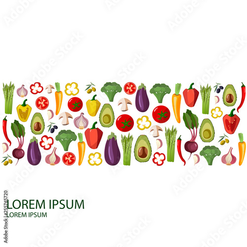 Vector vegetables icons set in cartoon style.