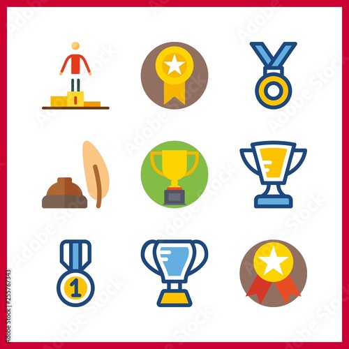 9 award icon. Vector illustration award set. olympic games and trophy icons for award works