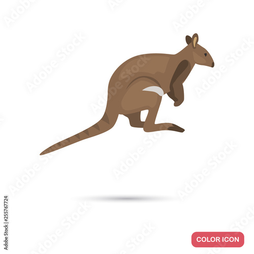 Kangaroo wallaby color flat icon for web and mobile design