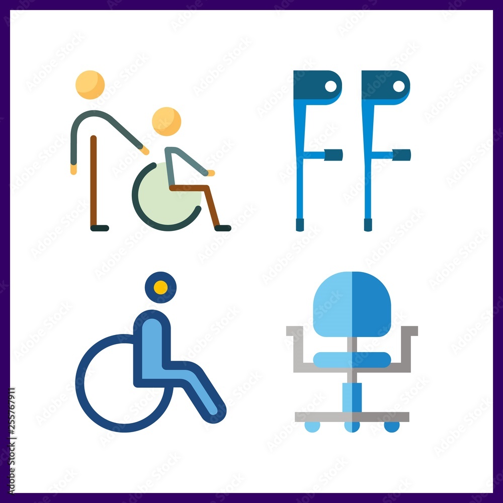 4 handicapped icon. Vector illustration handicapped set. wheelchair and wheel chair icons for handicapped works 4 handicapped icon. Vector illustration handicapped set. wheelchair and wheel chair icons for handicapped works