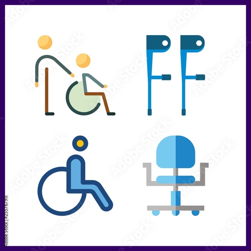 4 handicapped icon. Vector illustration handicapped set. wheelchair and wheel chair icons for handicapped works