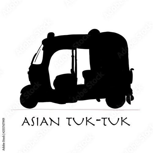 Tuktuk, motorbike asian taxi. Sketch for your design