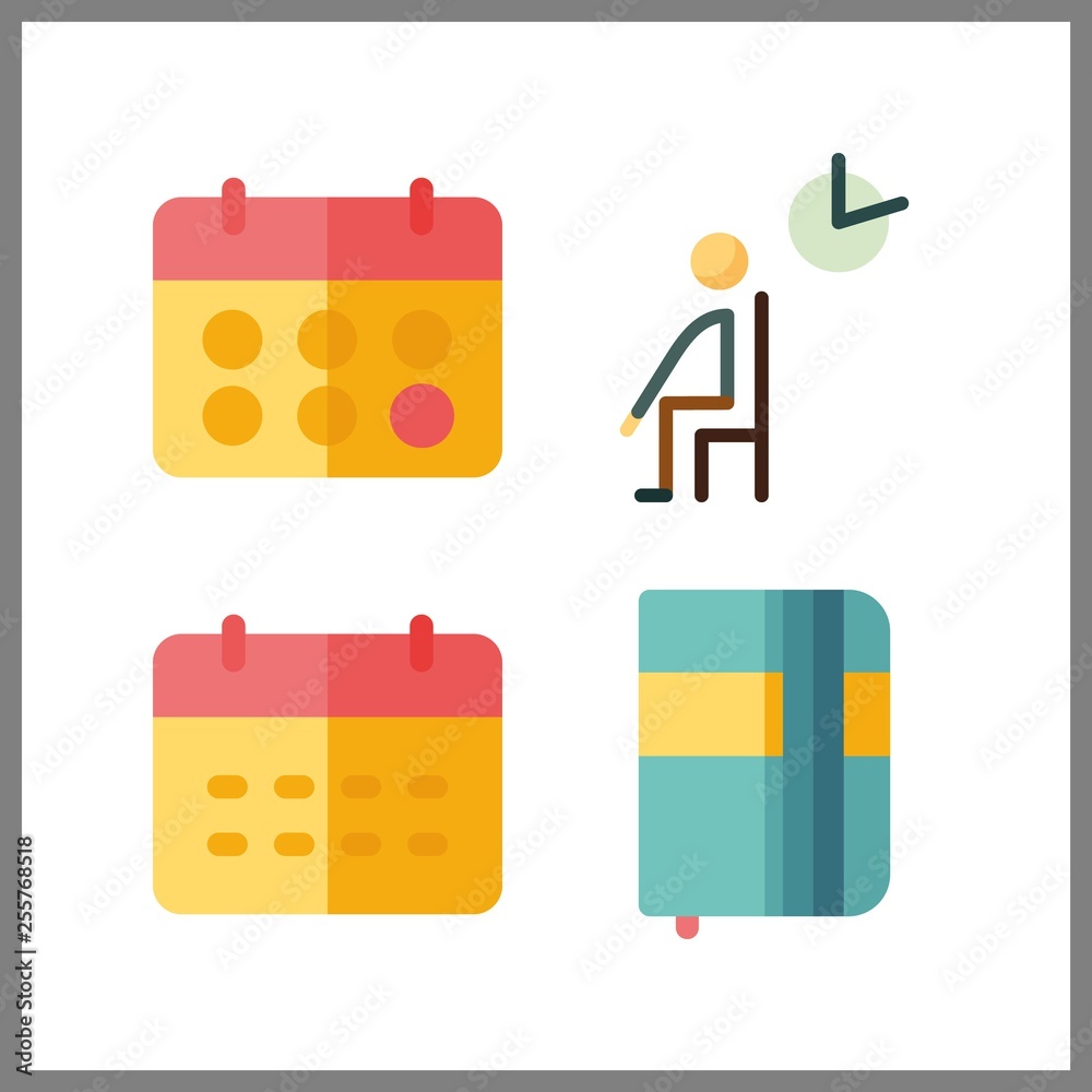 4 appointment icon. Vector illustration appointment set. calendar and agenda icons for appointment works 4 appointment icon. Vector illustration appointment set. calendar and agenda icons for appointment works