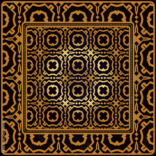 Festive Colorful Geometric Pattern. Vector Illustration. For Print Bandanna, Tablecloth, Fabric Print, Fashion. Black bronze color