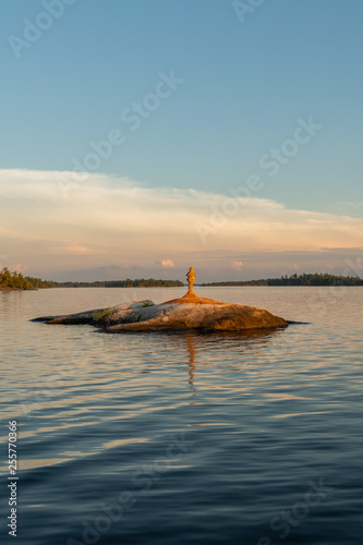 Cairn on Small Rock Island in Rainy Lake photo