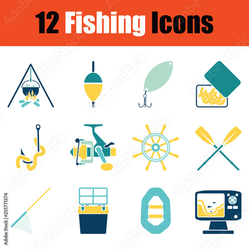 Fishing icon set