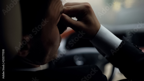 Driver with eyesight problem suffering eyestrain  tired after busy day  pressure
