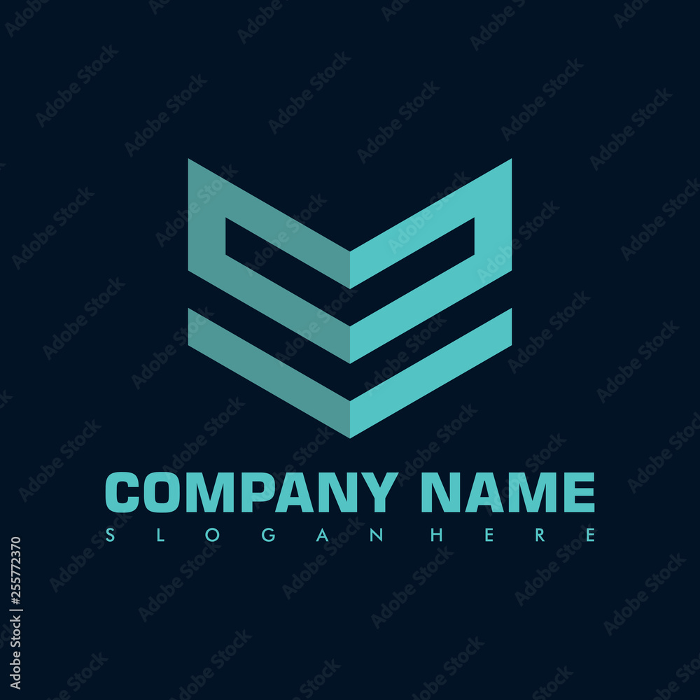 Obraz premium abstract letter M and V arrow flat vector logo