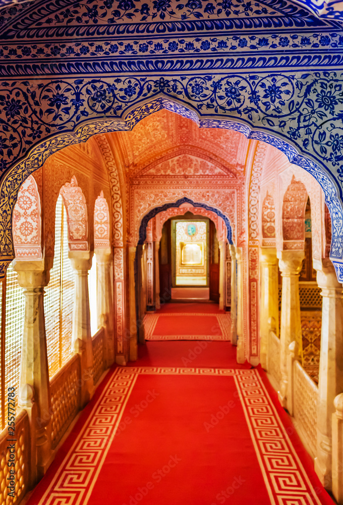 royal Entrance of fort with red carpet  in Jaipur Rajasthan, India