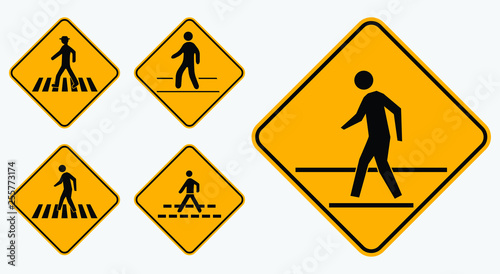 Set of pedestrian walk sign. 