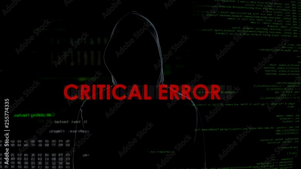 Obraz premium Critical error, unsuccessful attempt to hack server, disappointed criminal