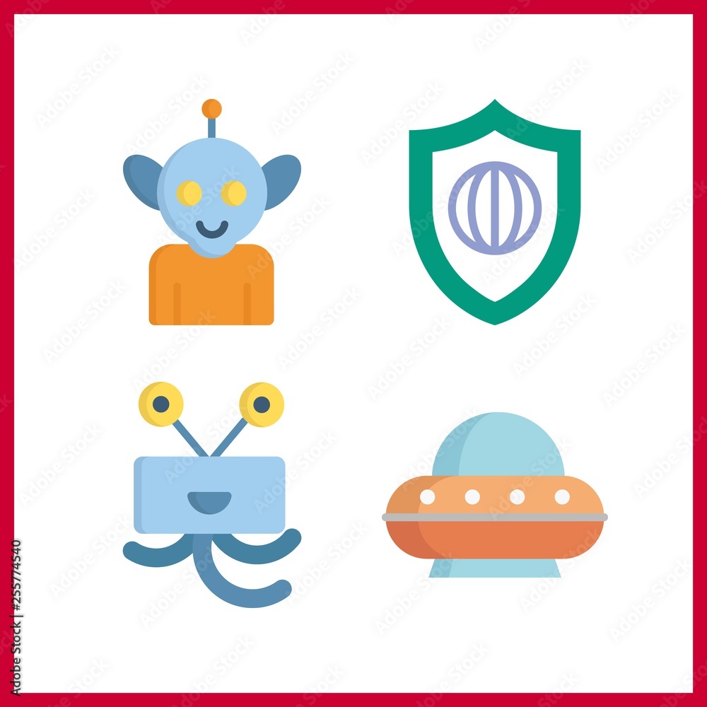 4 weapon icon. Vector illustration weapon set. ufo and shield icons for weapon works