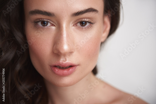 Close up portrait sensual brunette young woman