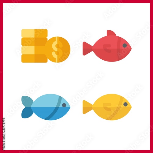 4 british icon. Vector illustration british set. fish and coins icons for british works