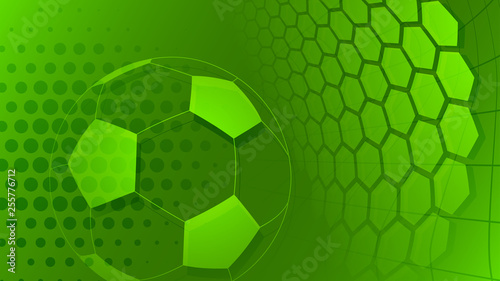 Football or soccer background with big ball in green colors
