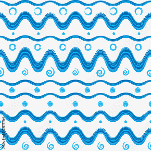 Seamless pattern with blue watercolors painted