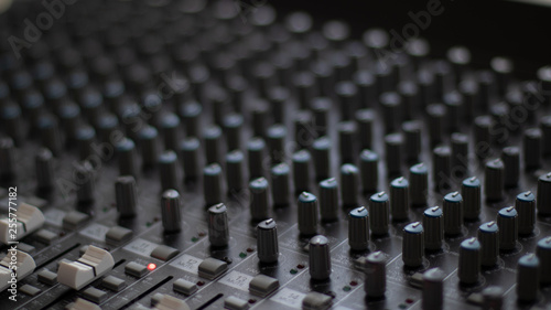 Buttons and controllers of a studio mixer